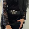 PENDRA Lunaaya Metal Black Metal Buckle Skull Corset Belt