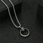 PENDRA Doubleloop Stainless Steel Double-Ring Pendant