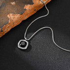 PENDRA Square Stone Black Pendant Necklace