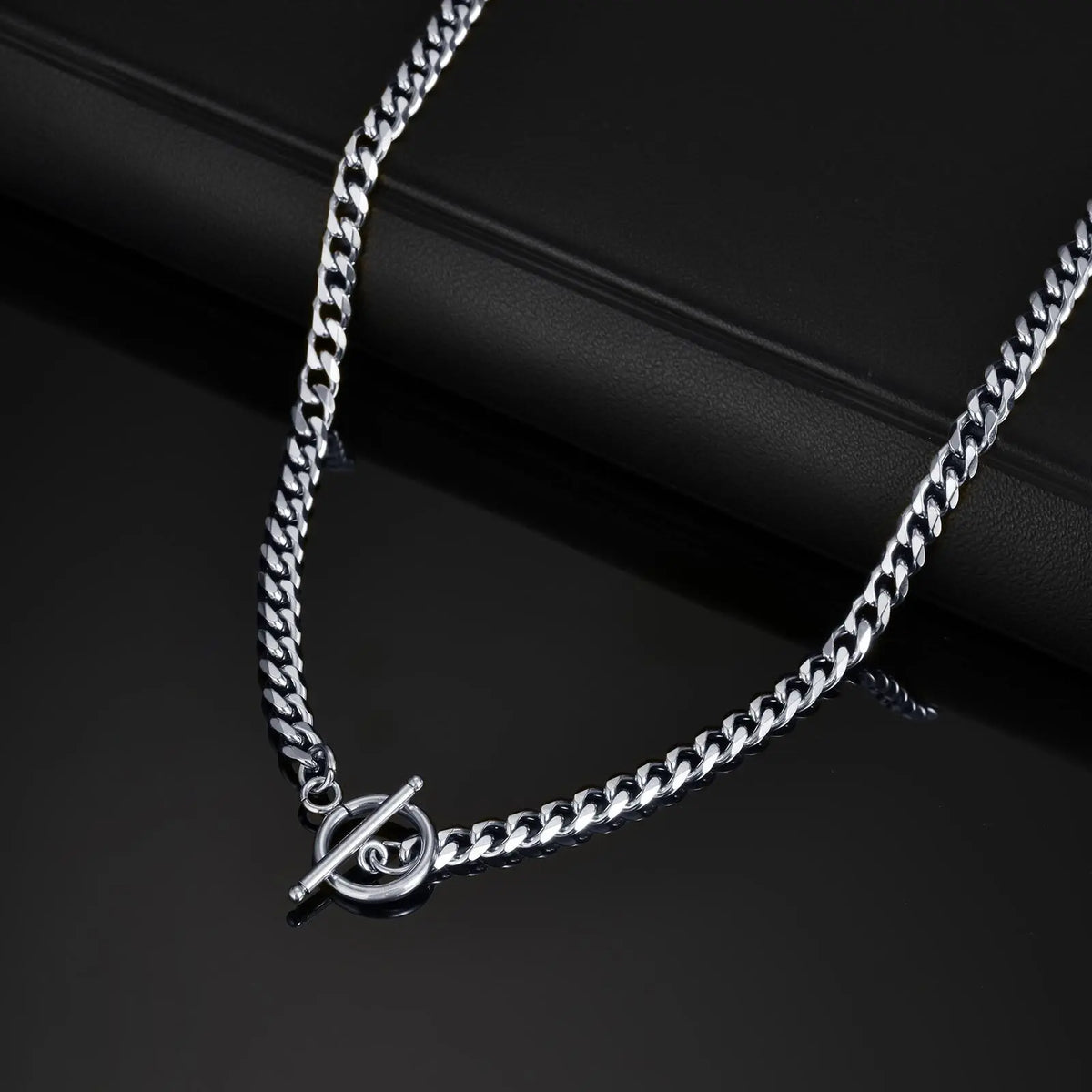 Men's Chain Necklace,Stainless Steel Cuban Chain Figaro Chain Collar,Classic Basic Gold Black Silver Color Chain