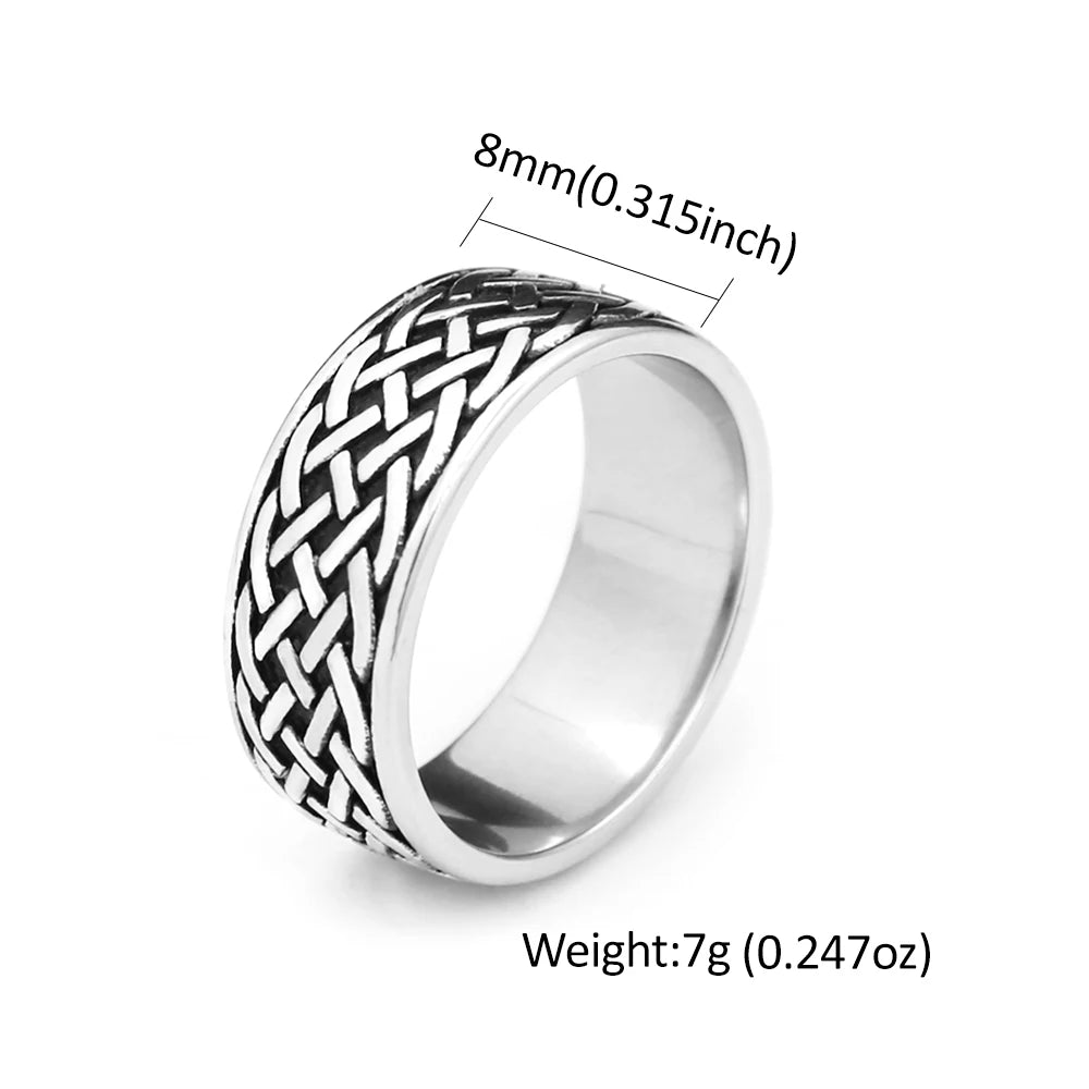 PENDRA Runeband Simple Stainless Steel Viking Ring