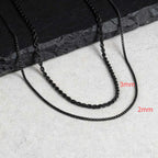 2pcs Men's Chain Necklace,Stainless Steel Black Gold Silver Color Twisted Rope Chain Collars,Trendy Punk Basic Chains Gift
