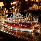 Novelty Warship Design Whiskey Decanter Crown Cap Clear Glass Liquor Bottle for Whiskey Bourbon Bar Display Decor Ornament