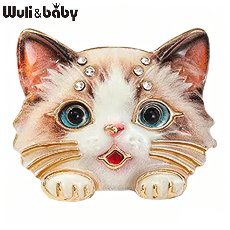 PENDRA Sweet Kitten Rhinestone Brooch