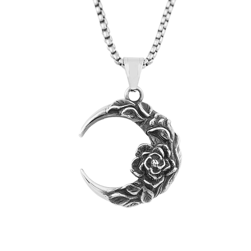 PENDRA Moonnight Stainless Steel Moon and Night Pendant