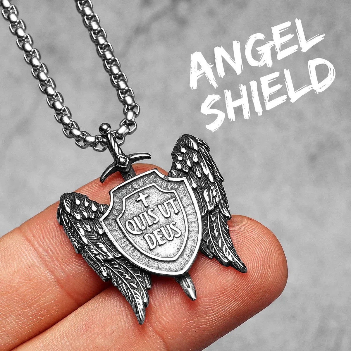 PENDRA Angel Wing Cross Steel Necklace