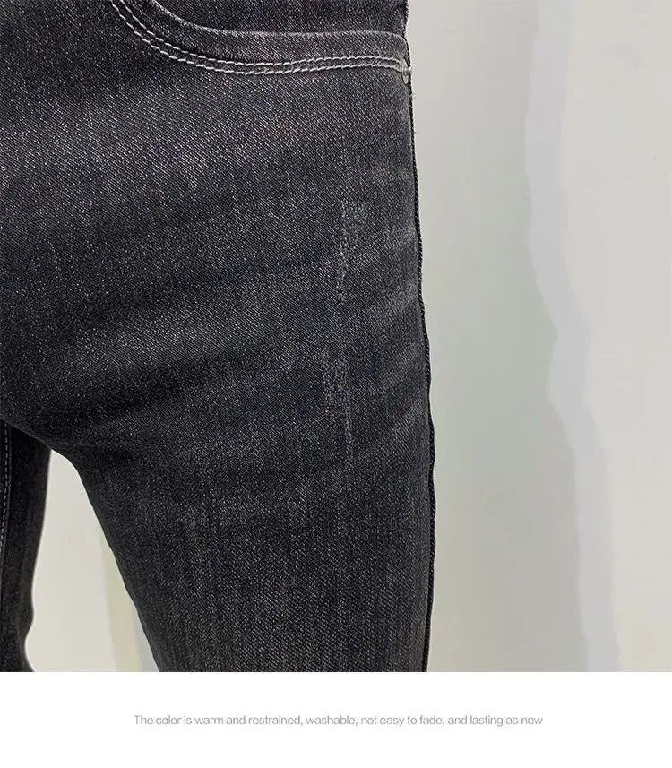 PENDRA Korean Slim Black Jeans
