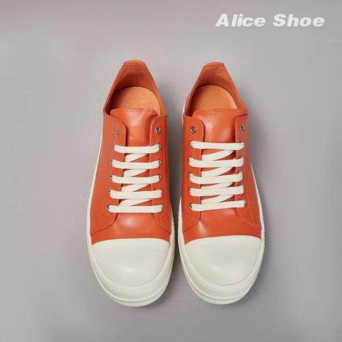 Gothic Designer Women Trainer Casual Low Top Men Sneaker Quality Orange Lace-up Leather Luxury Shoe Punk Platform Street Trainer
