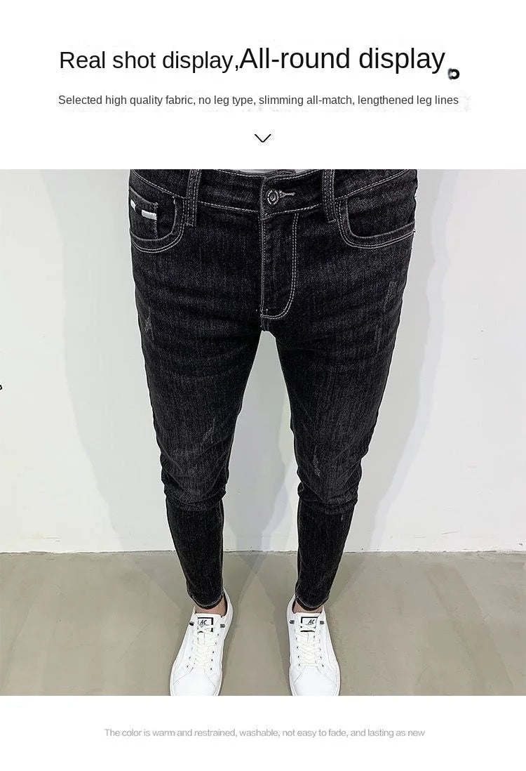 PENDRA Korean Slim Black Jeans