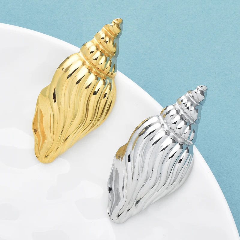 PENDRA Coastal Conch Stainless Steel Brooch