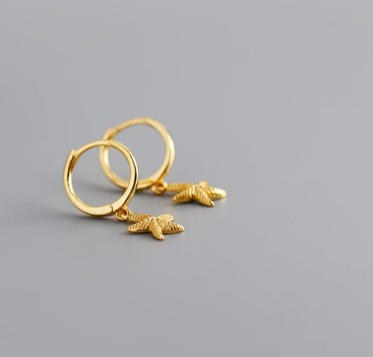 PENDRA Starfish 925 Sterling Silver Hoop Earrings