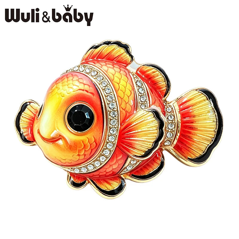 PENDRA Brightfin Rhinestone Fish Brooch