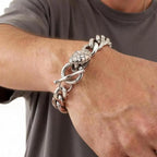Rock Punk Men's Snake Head Chain Bracelet,11MM Stainless Steel Thick Chain Wristband,Birthday Party Gift for Him