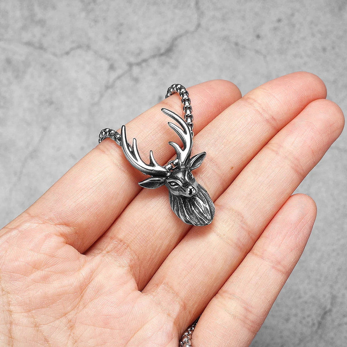 PENDRA Stag Elk Antler Steel Necklace