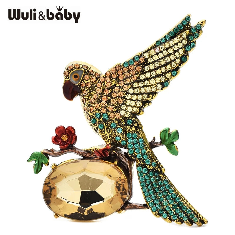 PENDRA Shimmering Crystal Bird Brooch