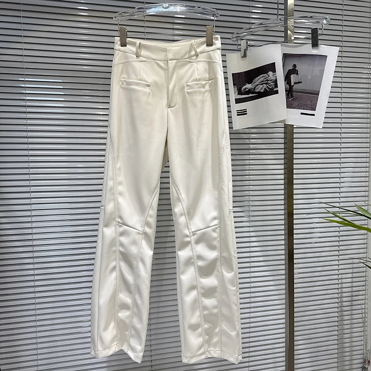 PENDRA Elastic Straight Leg PU Leather Pants