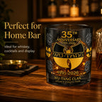 35th Anniversary Wu-Tang Clan Whiskey Glass Black Smoky Rock Cup Premium Gold Print Bar Party Gift