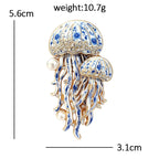 PENDRA Ocean Glow Jellyfish Rhinestone Enamel Brooch