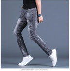 PENDRA Denim Cotton Printed Trousers