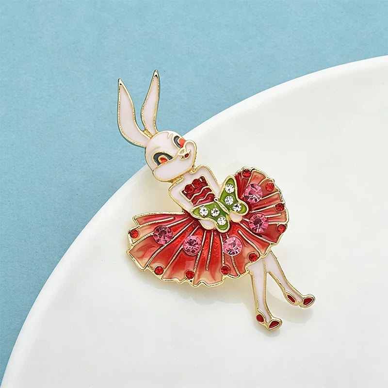 Wuli&baby Lovely Bunny Rabbit Brooches For Women Lady 2-color Enamel Wear Dress Rare Party Casual Brooch Pins Gifts