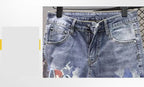 Spring and Autumn 2025 Elastic Slim Small Foot Jeans Men's Korean Trendy Versatile Luxury Clothing Trendy Graffiti Printed Pants