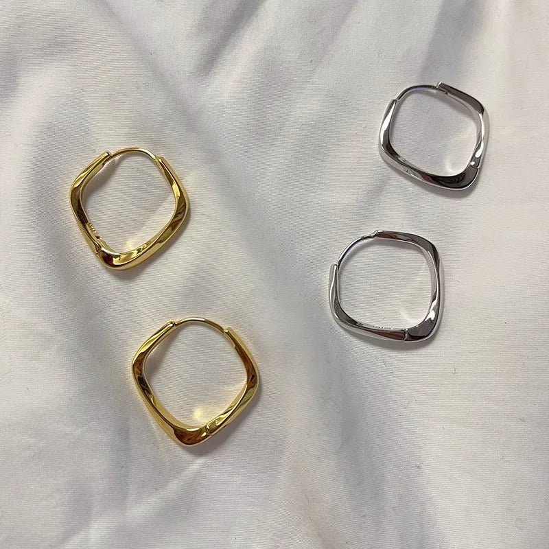 PENDRA Geometry 925 Sterling Silver Hoop Earrings