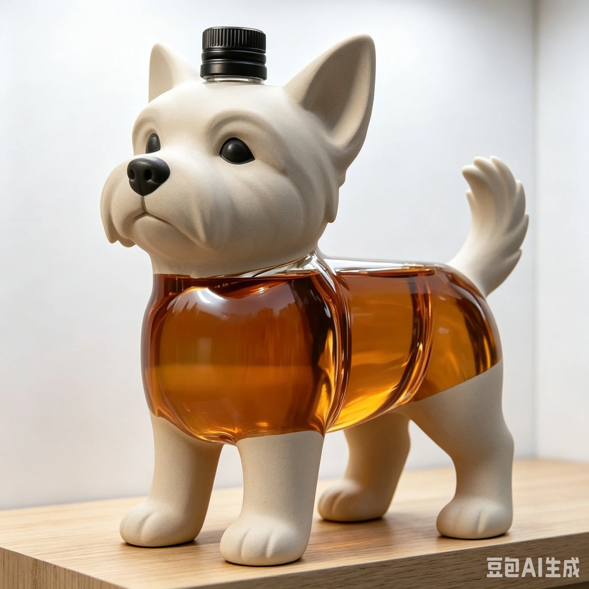 JJWest Highland Terrier Shaped Whiskey Decanter, Clear Glass Liquor Bottle for Bourbon/Brandy, Unique Bar Decor & Dog Lover Gift