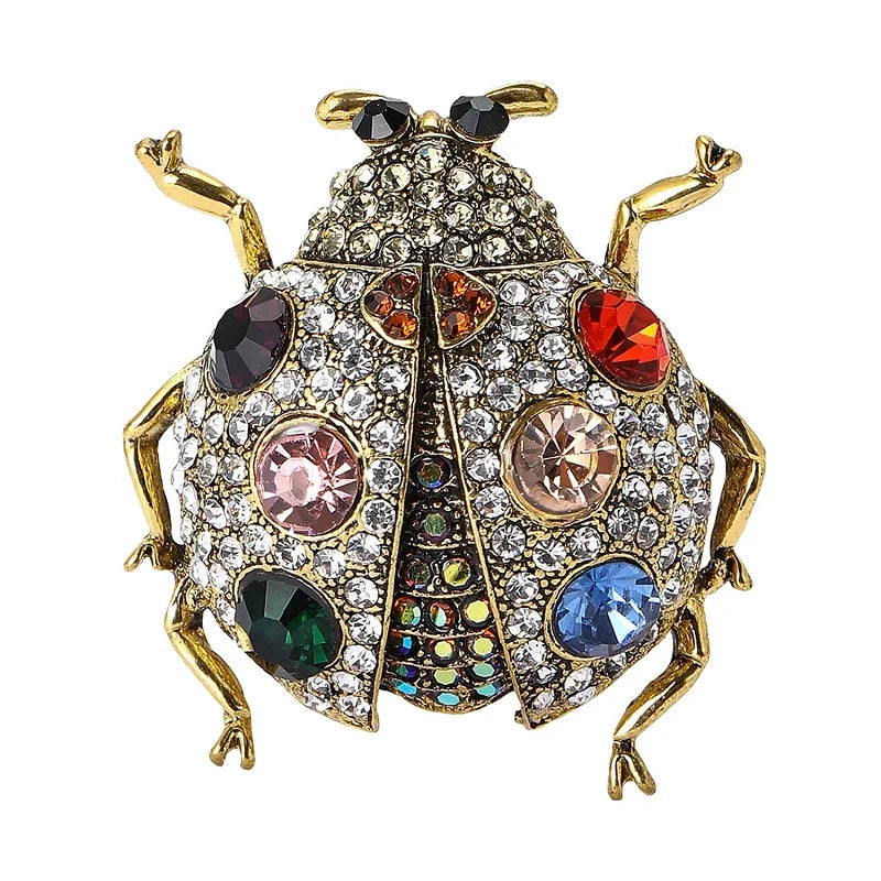 PENDRA Jewel Beetle Rhinestone Insect Brooch