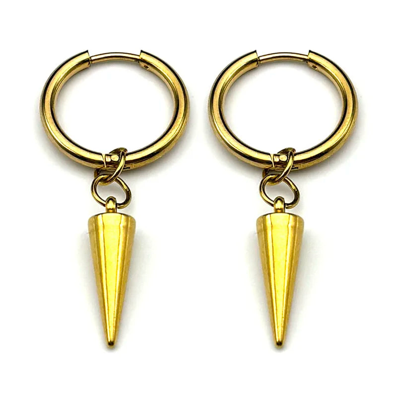 Gothic Rivet Drop Earrings For Women Men Punk Hip Hop Metal Geometric Cone Pendant Dangle Earring Y2K Party Jewelry Gifts