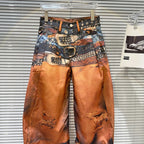 PENDRA Colorpaint Belt Print Wide Leg Jeans