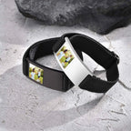 Engrave ID Bracelet for Boy Girls,Personalized Stainless Steel Fabric Elastic Bracelet,Family Photo Wristband Gift