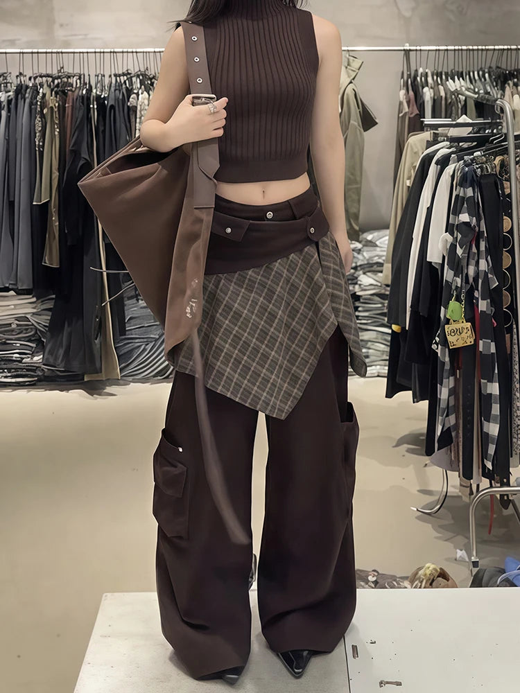 PENDRA Fake Two Piece Plaid Pants
