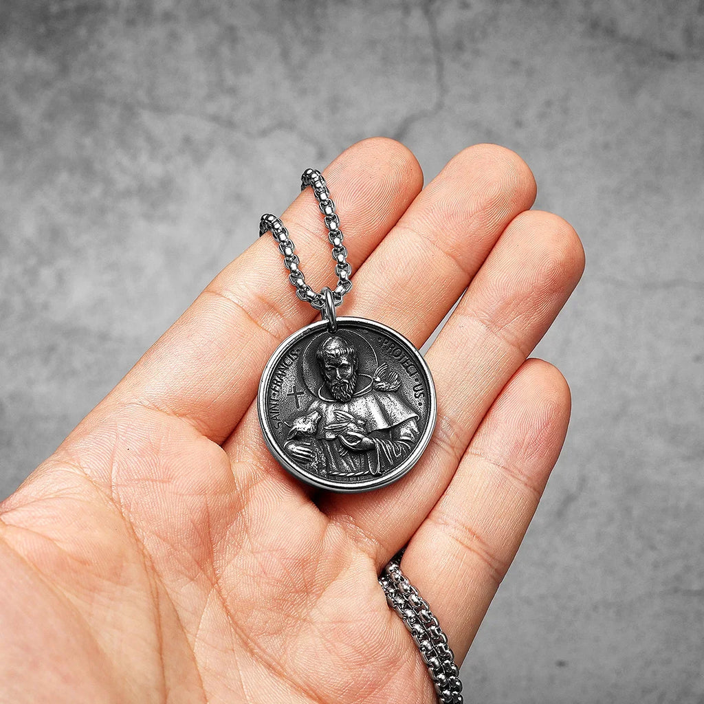 PENDRA Catholic St Francis Steel Necklace
