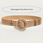 PENDRA Zaraellea Straw Round Buckle Boho Belt
