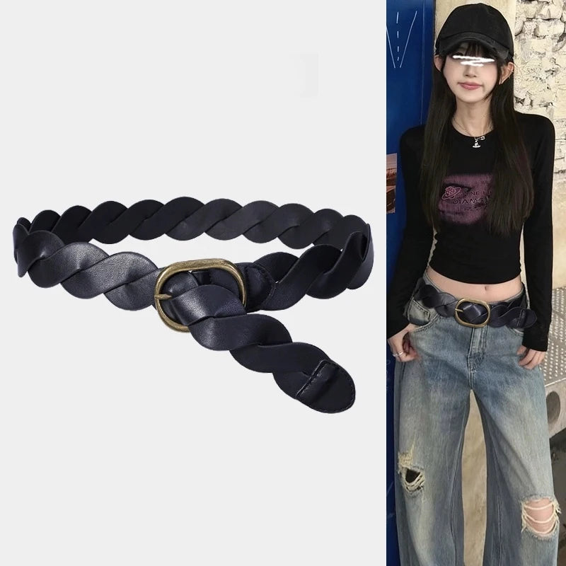 High Quality Luxury Desiner Women's Leather Belt Western Cowgirl Fashion Trendy Gothic Accessories Corset Belt Jeans Waistband
