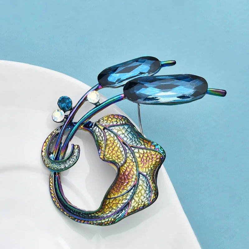 PENDRA Floracircle Crystal Circle Flower Brooch