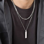 2pcs Vertical Layer Necklaces for Men Boys,Wateproof Stainless Steel Cuban Chain Collar,Stylish Men's Sweater Chain