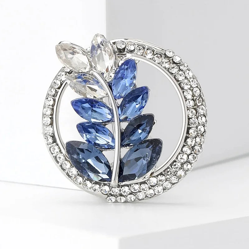 PENDRA Harvest Crystal Wheat Round Brooch