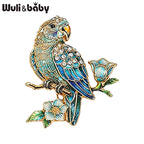 PENDRA Blooming Parrot Rhinestone Brooch