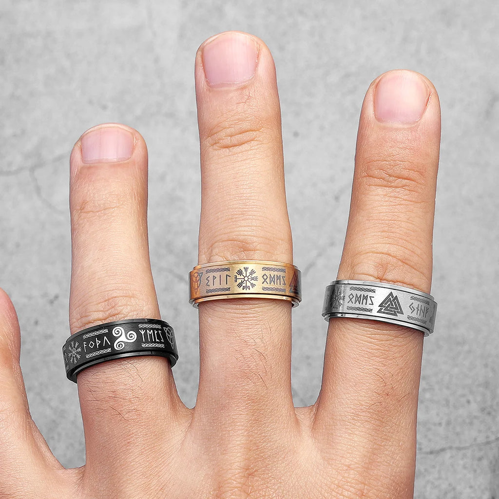 PENDRA Nordic Odin Triangle Steel Ring