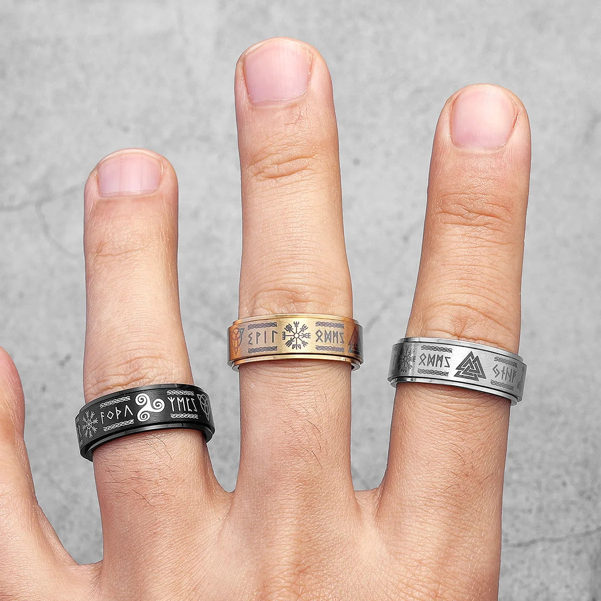 PENDRA Nordic Odin Triangle Steel Ring