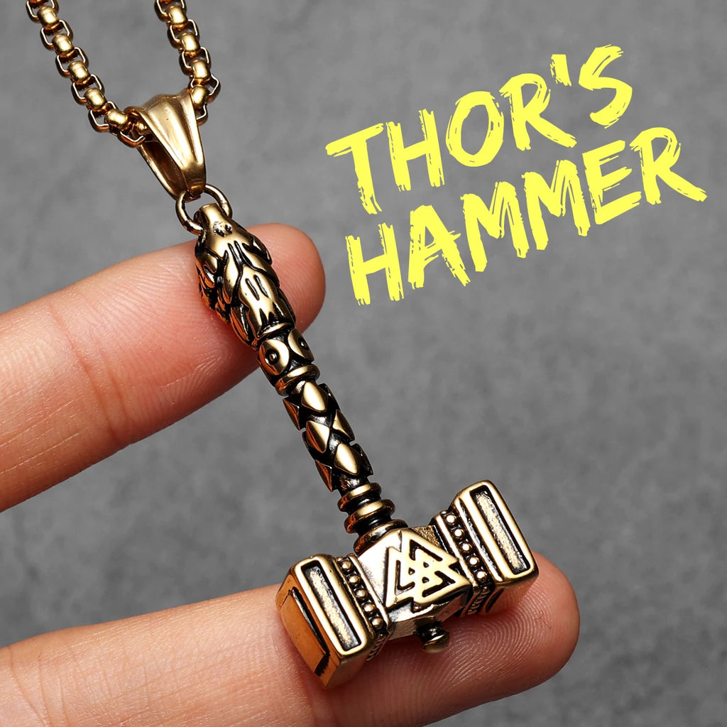 PENDRA Thor's Hammer Steel Necklace