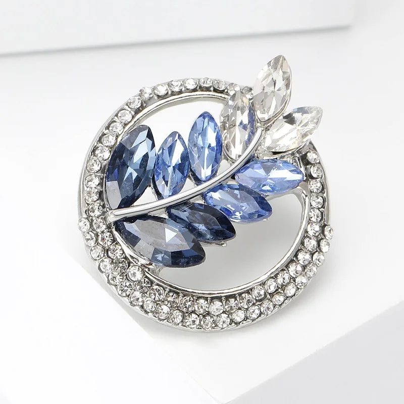 PENDRA Harvest Crystal Wheat Round Brooch