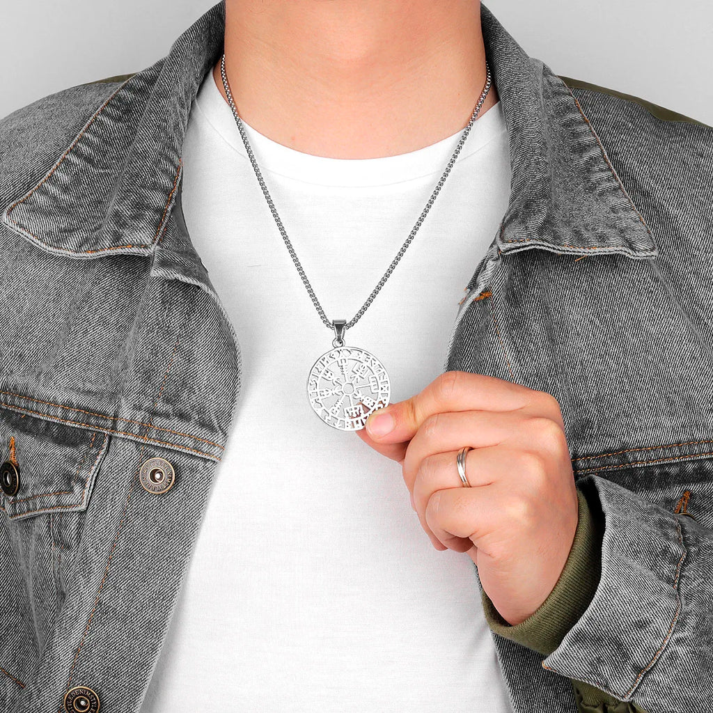 PENDRA Pirate Odin Runes Steel Necklace