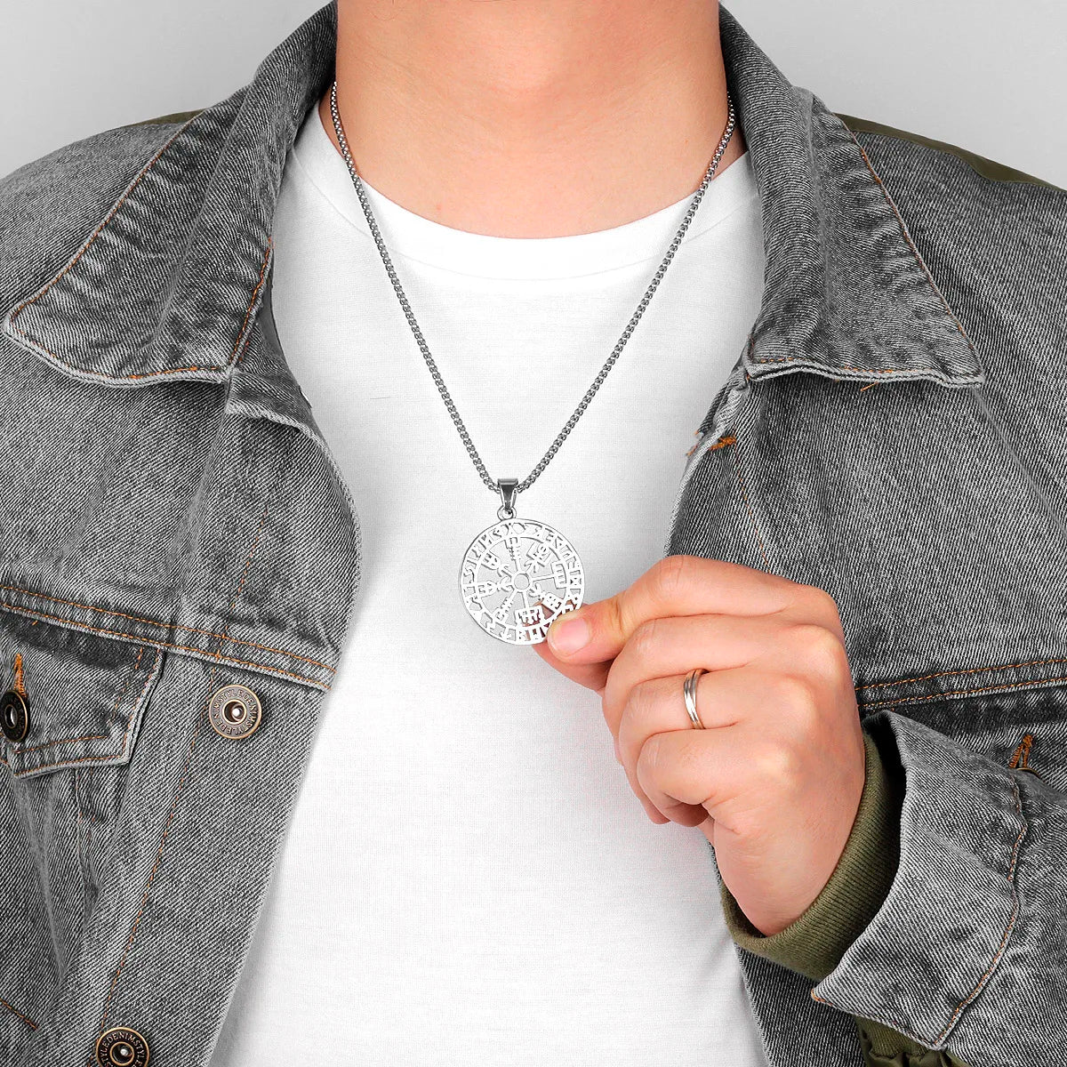PENDRA Pirate Odin Runes Steel Necklace