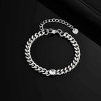 White Zircon Cuban Bracelet for Men Boys,16-21CM Never Fade Curb Chain Links Wristband,Hip Hop Cool Simple Jewelry Gift