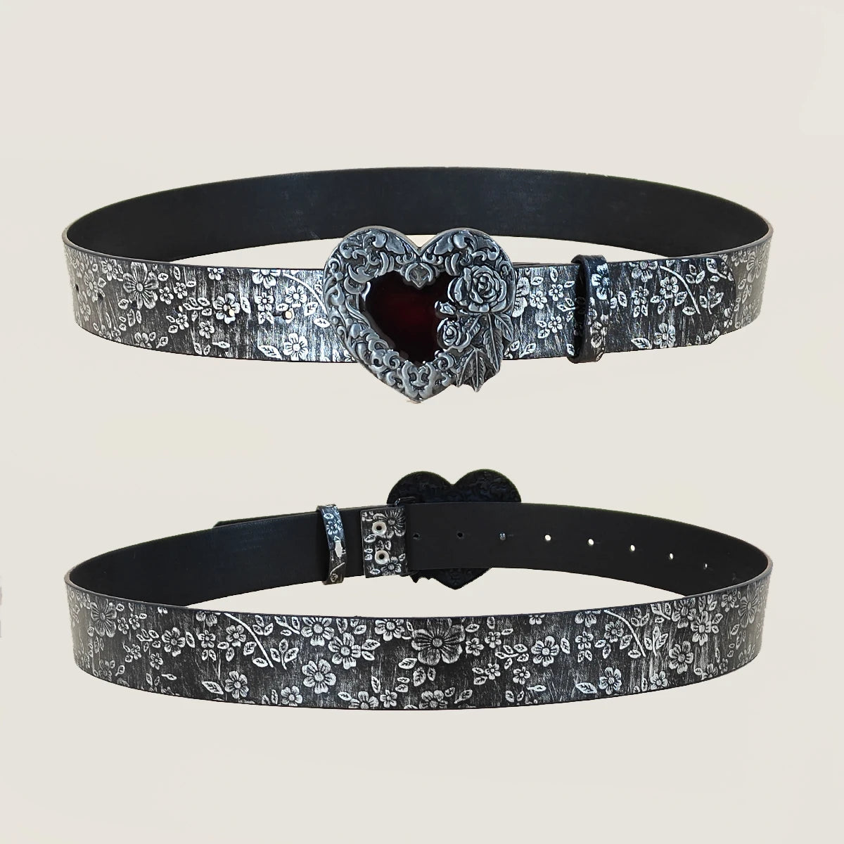 Fashionable Casual PU Leather Belt with Red Heart Buckle for Men And Women Luxury Designer a Love Buckle Pattern for Jeans Skirt