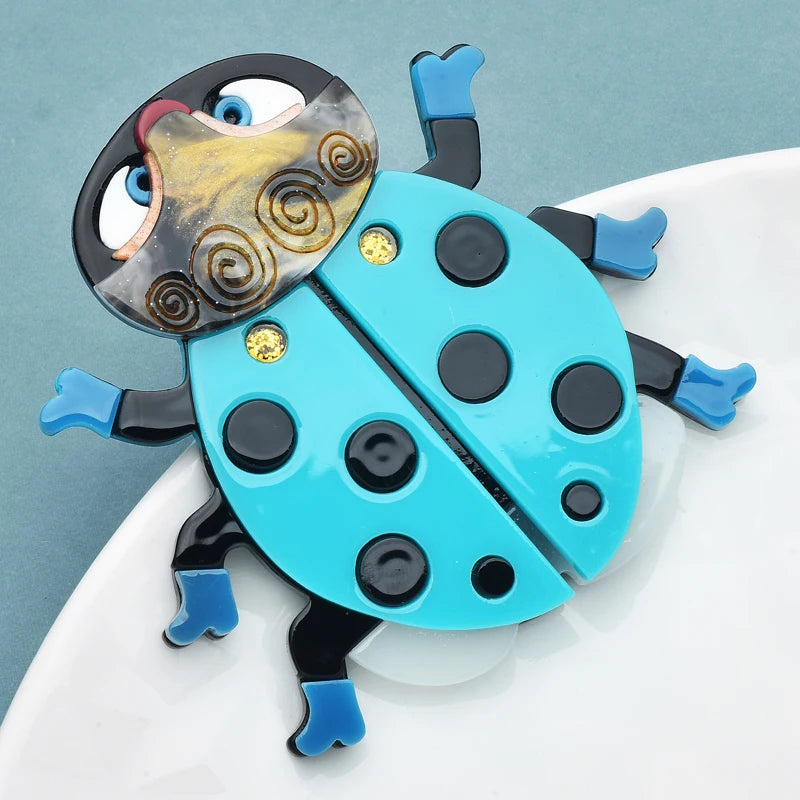 PENDRA Lovely Acrylic Beetle Brooch