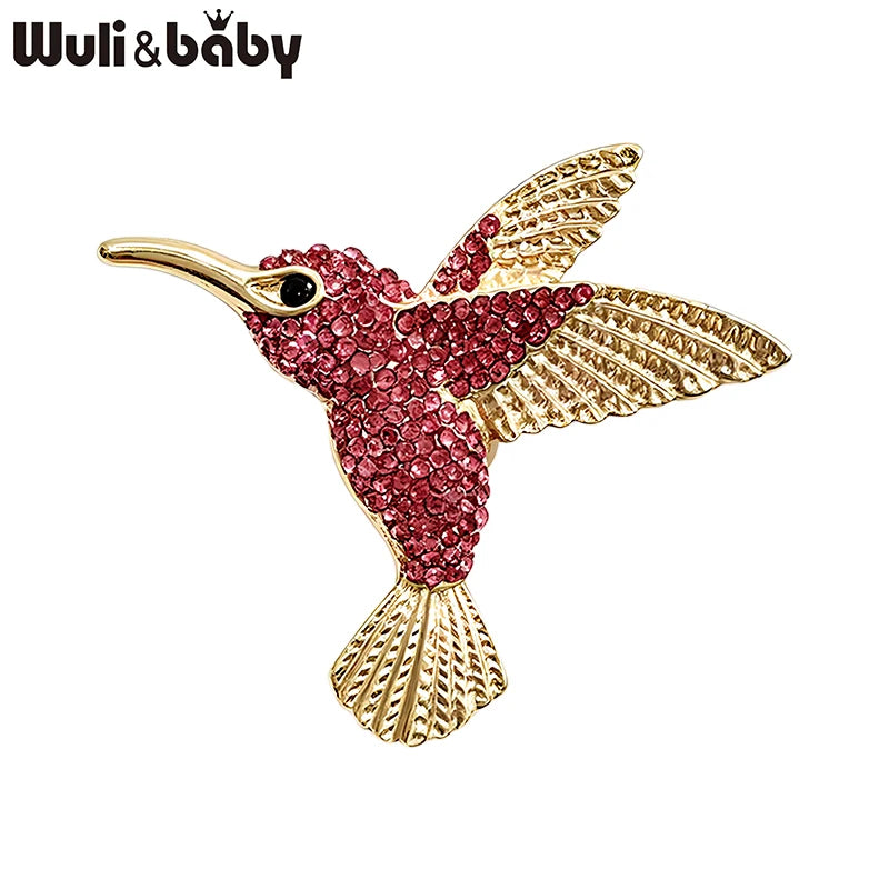PENDRA Jewel Hummingbird Rhinestone Bird Brooch