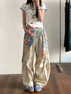 PENDRA Ribbon Patchwork High Waist Parachute Pants
